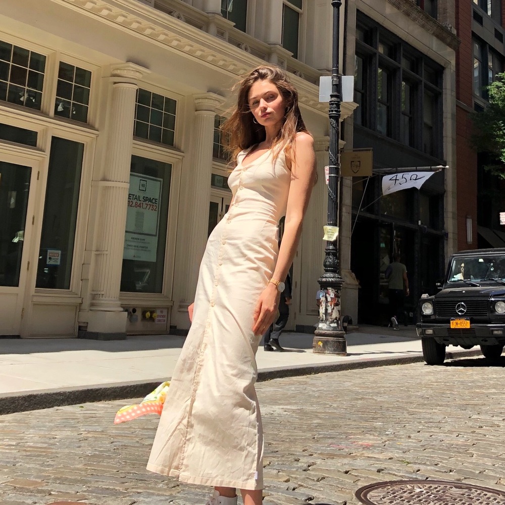 HEMP maxi dress in ivory Australian brand Afends.